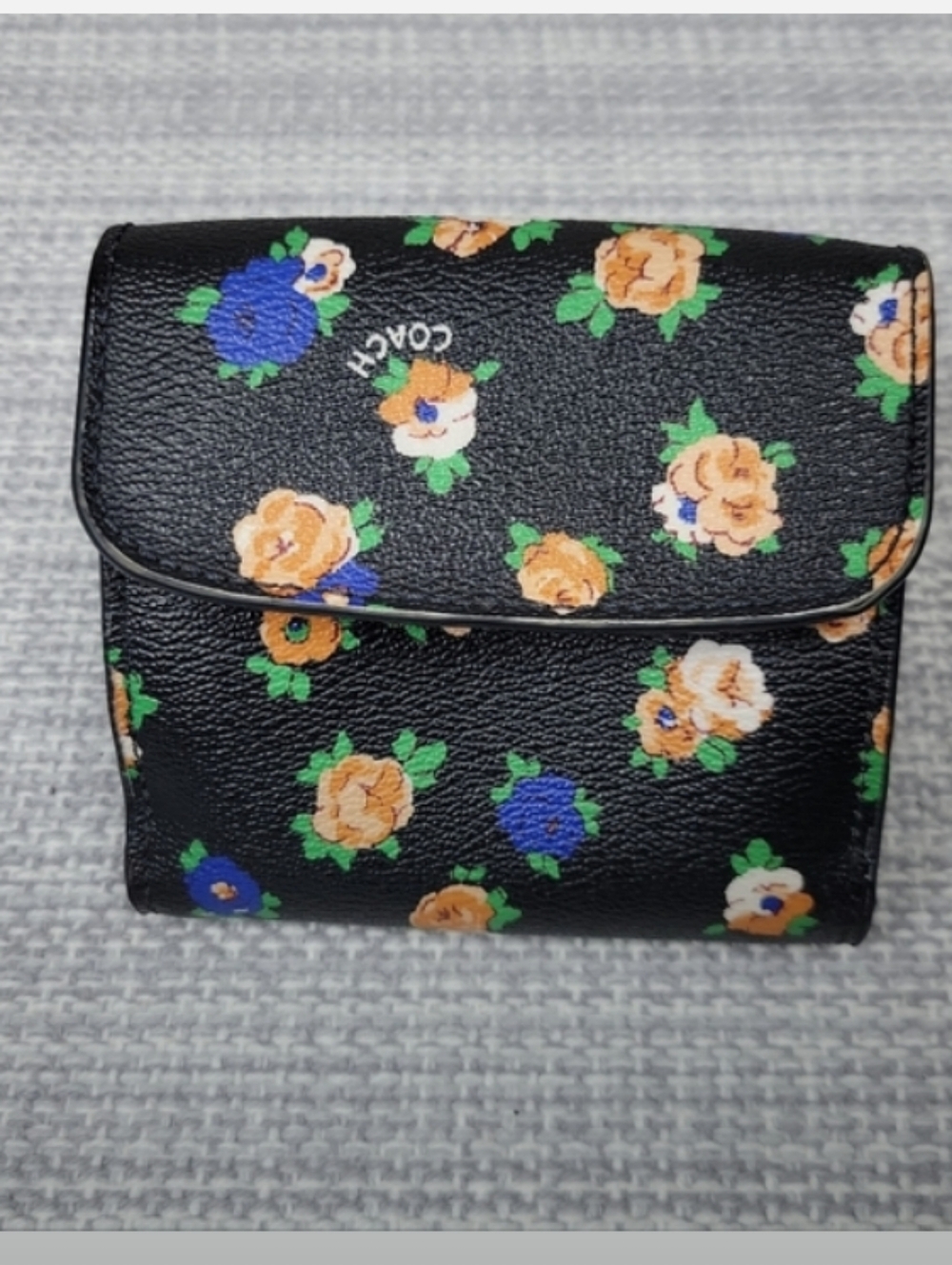 COACH-2pc Bennett Tea Rose Floral Satchel & Snap Wallet (Blue-Multi 💙) - Picture 9 of 11